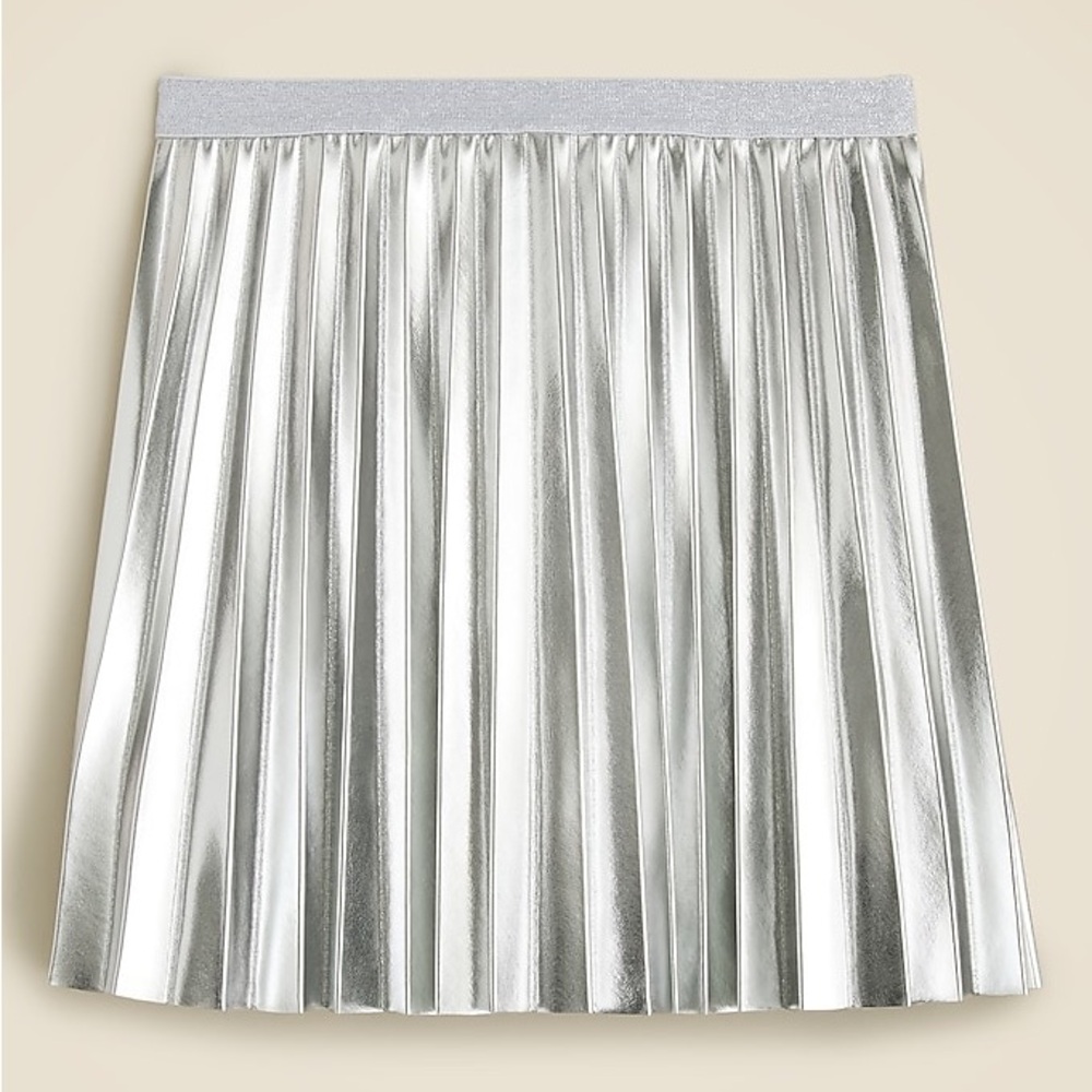 Crewcuts silver pleated pull-on skirt in metallic